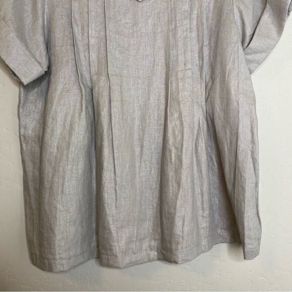On Parle de Vous Paris Silver Metallic Linen Cotton Blend Lagenlook Top T42 XL - Picture 8 of 10